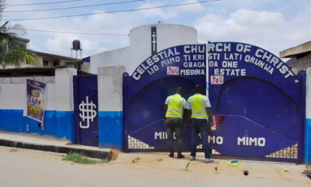 One of the sealed religious centres in Lagos