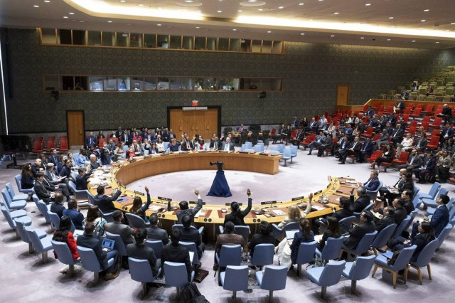 United Nations, members of the UN Security Council vote to approve its first resolution endorsing a cease-fire plan aimed at ending the eight-month war between Israel and Hamas in Gaza, Monday, June 10, 2024