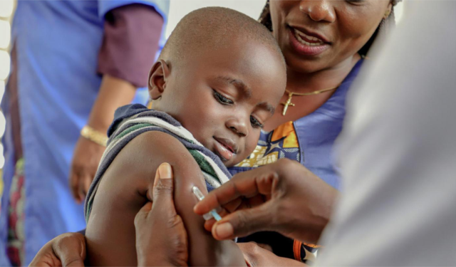 Picture illustration of a child  receiving immunisation