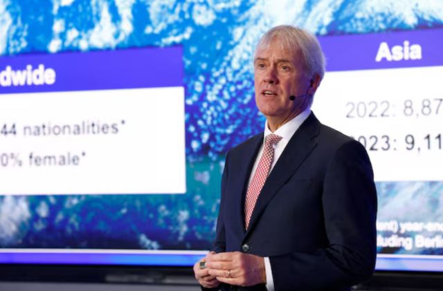 Peter Wennink, President and CEO of Dutch chip machine maker ASML presents his company's Q4 results, in Veldhoven, Netherlands January 24, 2024