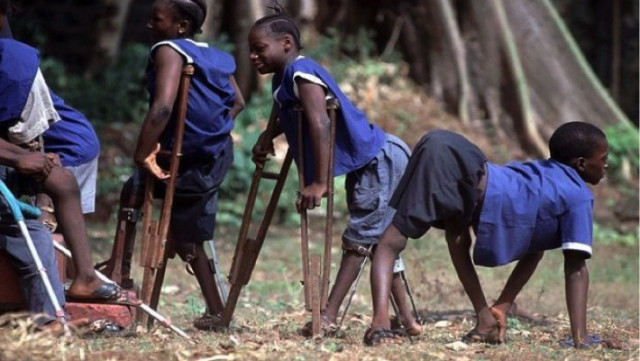 Children suffering from polio used to illustrate the story