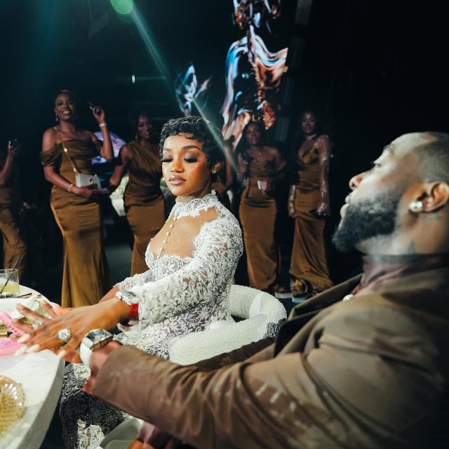 Davido gifts his wife, Mrs Chioma Adeleke, a $300k Richiard Millie factory wrist watch at their white wedding on Sunday.