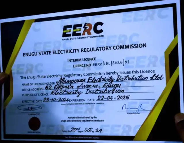 Enugu State Electricity Regulatory Commission, EERC  Lincence