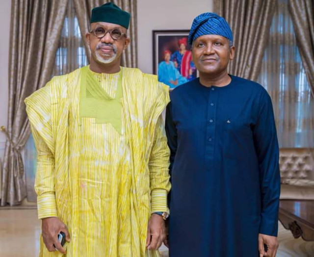 Ogun State Government Prince Dapo Abiodun and Chairman of Dangote Group, Alhaji Aliko Dangote.