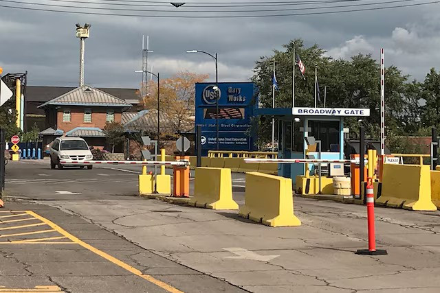 The U.S. Steel Corporation facility entry gate is seen in Gary, Indiana, U.S.
