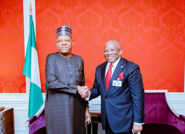 Vice-president Kashim Shettima (left) with Secretary General of OACPS, George’s Chikoti