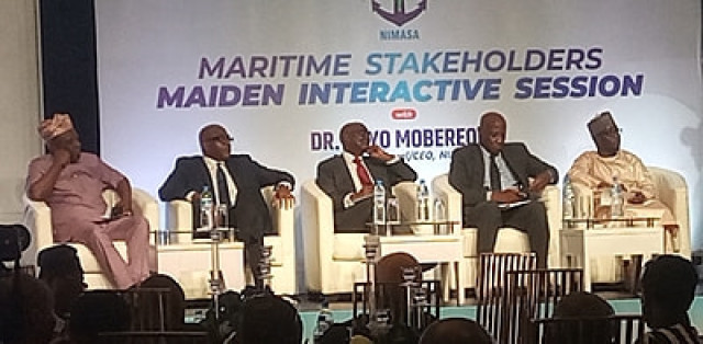 L-R: Executive Director, Operations, NIMASA, Engr. Fatai Taiye Adeyemi; Executive Director, Finance and Administration, NIMASA, Mr. Chudi Offodile; Director - General, NIMASA, Dayo Mobereola; Chairman of the event and CEO of Integrated Oil and Gas, Capt.