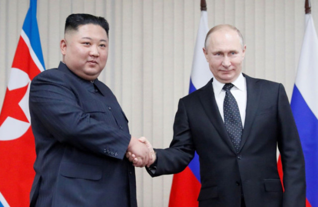 North Korean leader Kim Jong-un, Russian President Vladimir Putin