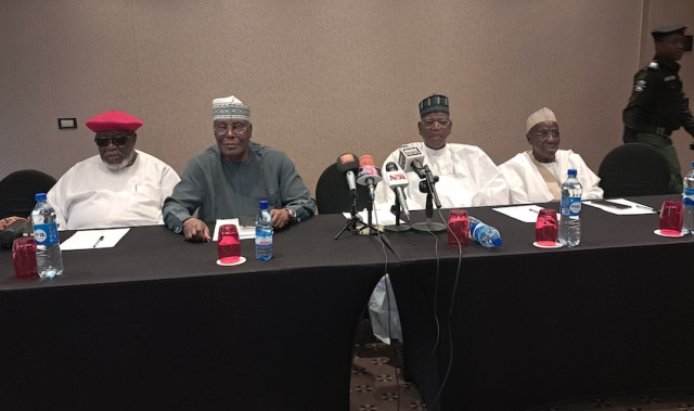 Atiku and other PDP leaders in a meeting at Abuja
