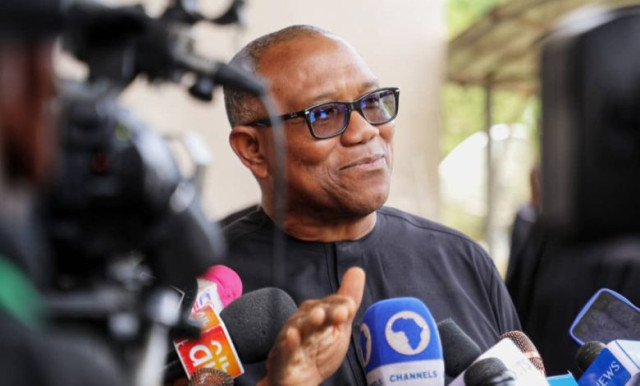 Peter Obi speaking to the press, highlighting his support for Nigerian youths migrating for better opportunities amid national challenges.