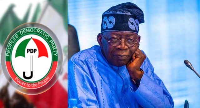 President Bola Ahmed Tinubu and PDP Logo