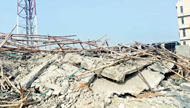 Scene of a building collapse