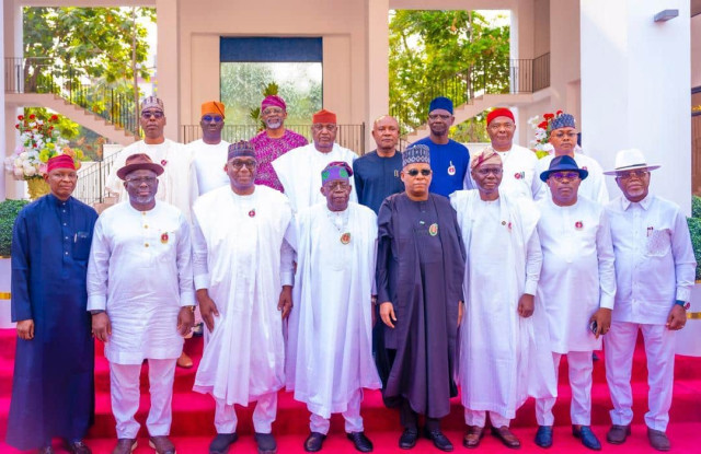 President Bola Ahmed Tinubu, Vice President Kassim Shettima in group photograph with governors