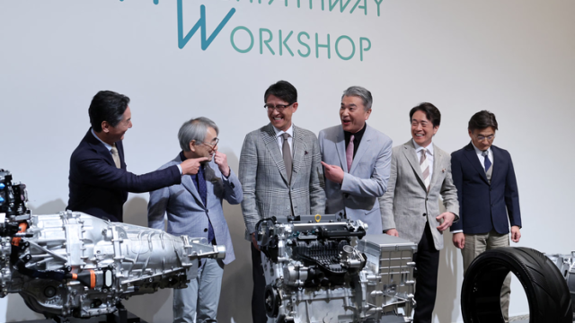 Subaru's CEO Atsushi Osaki, CTO Tetsuo Fujinuki, Toyota's CEO Koji Sato, CTO Hiroki Nakajima, Mazda's CEO Masahiro Moro and CTO Ichiro Hirose