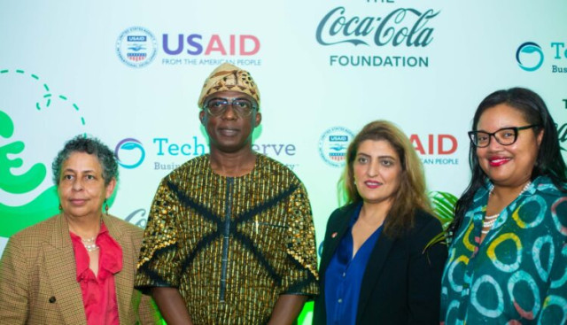 L-R: Melissa Jones, Mission Director, U.S. Agency for International Development (USAID), Nigeria, Lagos State Commissioner for Environment, Tokunbo Wahab, General Manager, Coca-Cola Nigeria Ltd, Mariam Khan, Kenise Hill, U.S. Consulate Deputy Political an