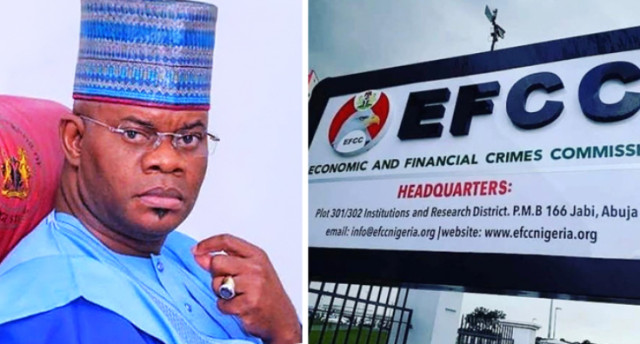 Photo of the  Immediate past Governor of Kogi State, Yahaya Bello and the Economic and Financial Crimes Commission, EFCC