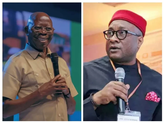 Comrade Adams Oshiomhole and Air Peace Director, Dr. Allen Onyema