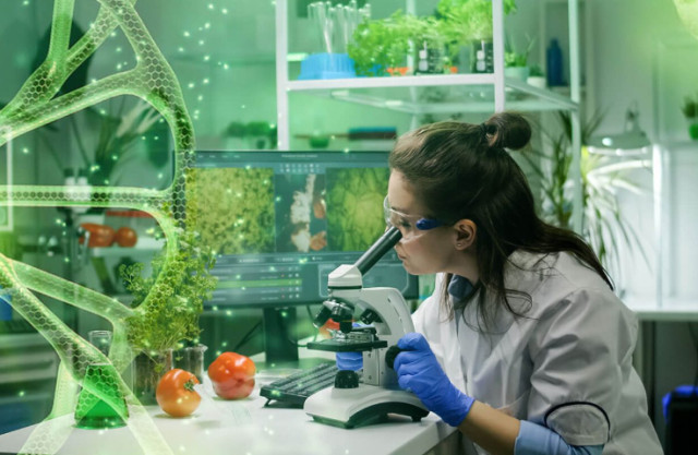 Photo of a laboratory technician conducting research