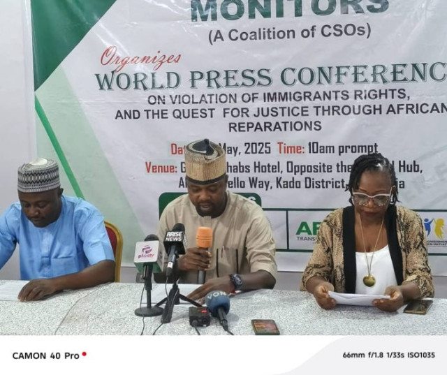 Human Rights Monitors, a group of Civil Society Organisations (CSOs) official during a press conference in Abuja