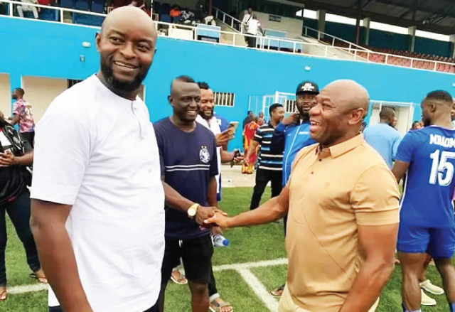 Former Super Eagles stars, Finidi George and Emmanuel Amuneke