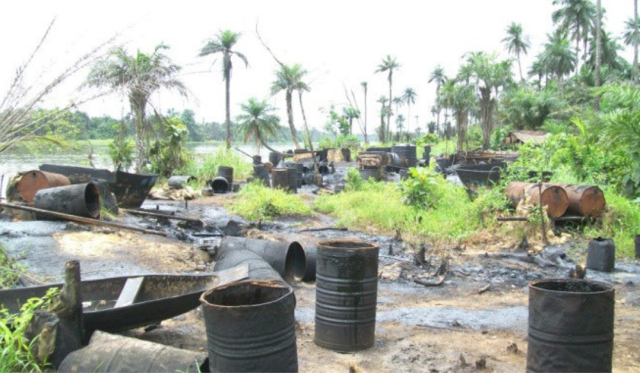 Illegal refining site