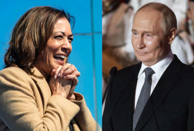 Photo of US Presidential candidate, Kamala Harris and Russian President Vladimir Putin