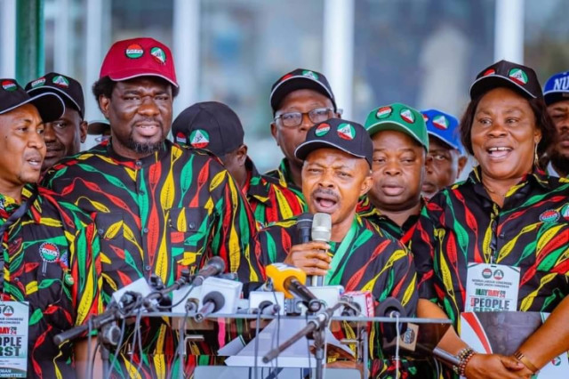 NLC President, Joe Ajaero and TUC president Osifo with other Labour members