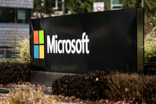 Microsoft signage is seen at the company's headquarters in Redmond, Washington, US, January 18, 2023.
