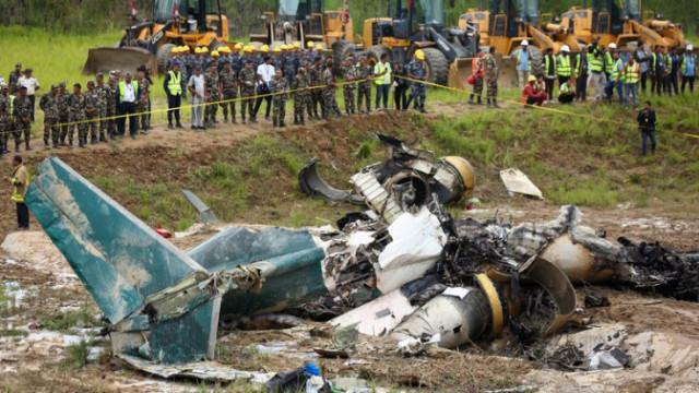 Scene of a passenger plane crashed on takeoff in Kathmandu