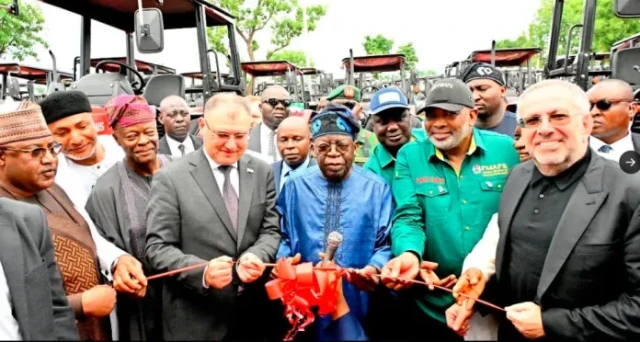 Tinubu during commissioning of  2,000 tractors