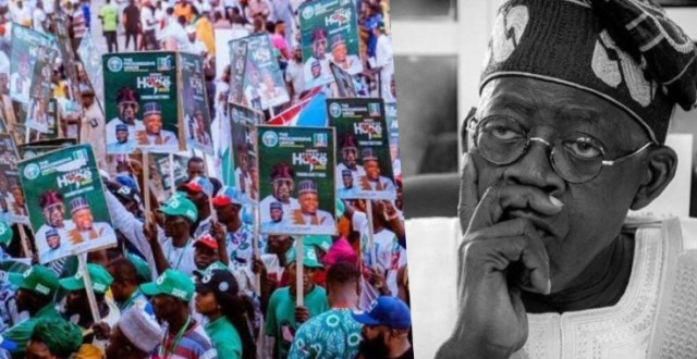 Photo of Protesting Nigerians and President Bola Ahmed Tinubu