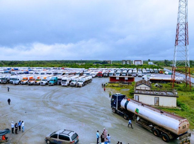 NNPC trucks at the Dangote refinery