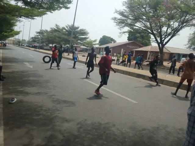Some youth playing football during electioneering period